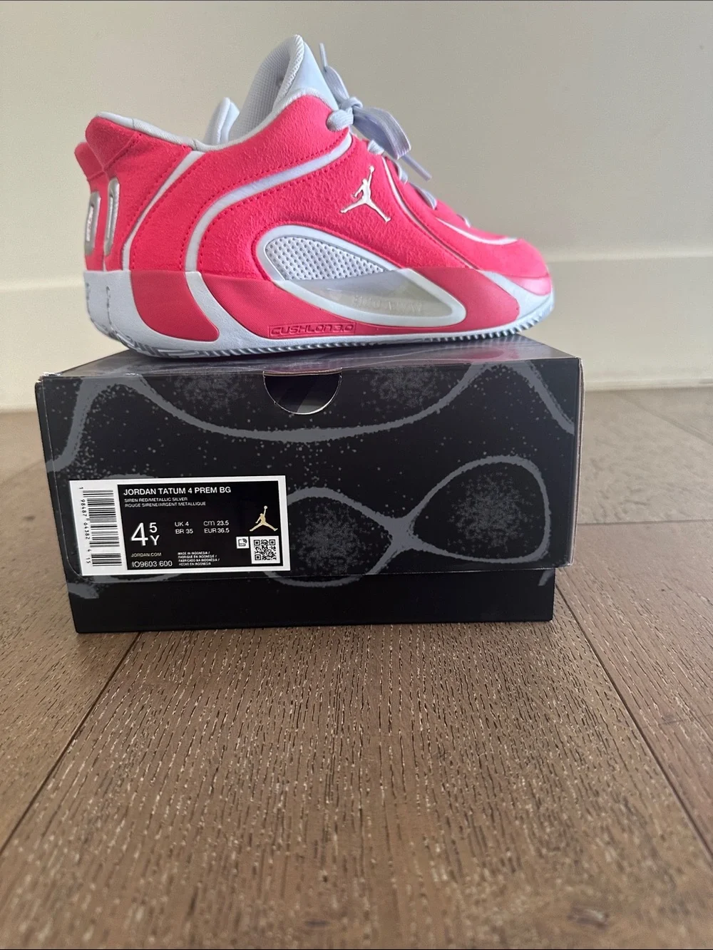 Jordan Tatum siren red Nike Sneakers with metallic silver logo